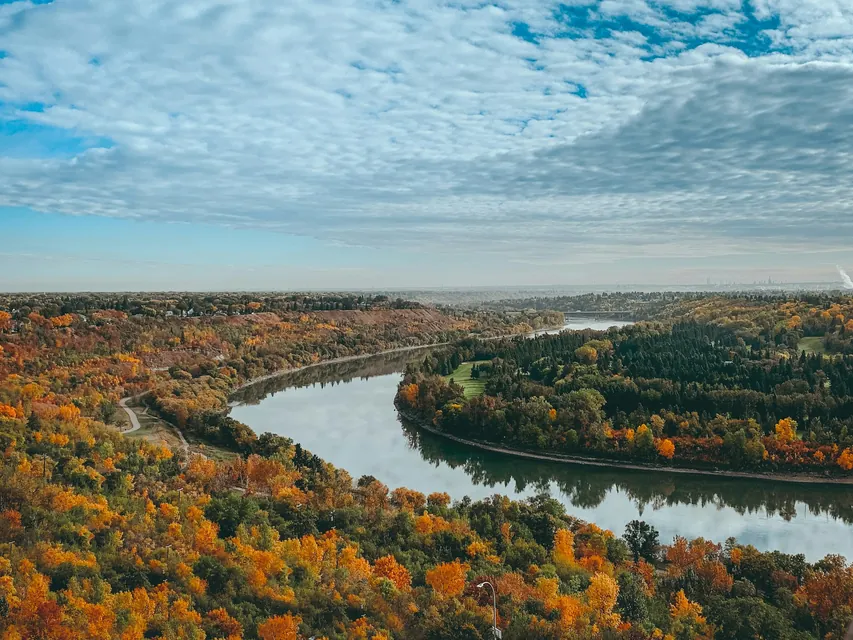 Fall colours looking out over the North Saskatchewan River