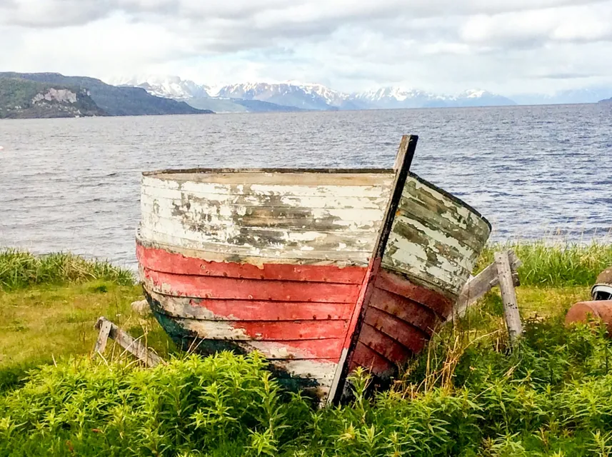 Attending the World Heritage Rock Art Centre in Alta Norway I came across this interesting old boat on the shoreline with a captivating view across the fjord. Of course, viewing the 7000 year old rock art discovered in 1973 was also very worthwhile