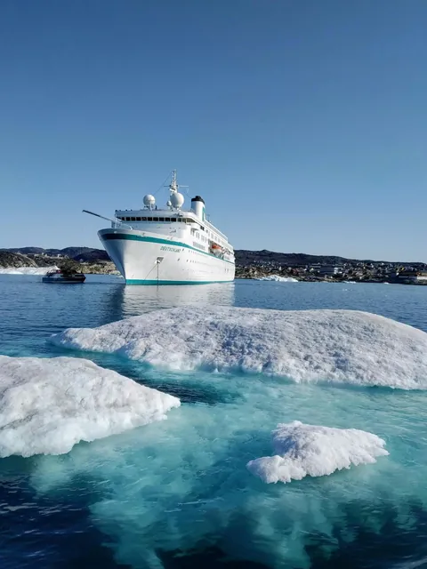 Large Cruise Ship on a Sea under Blue Sky