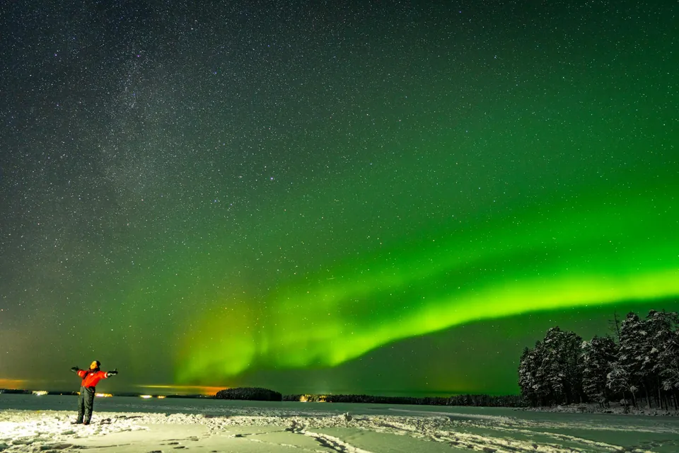 Scenic View of Aurora Borealis Phenomenon