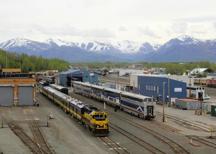 Drone Shot of Trains Parked at a Station