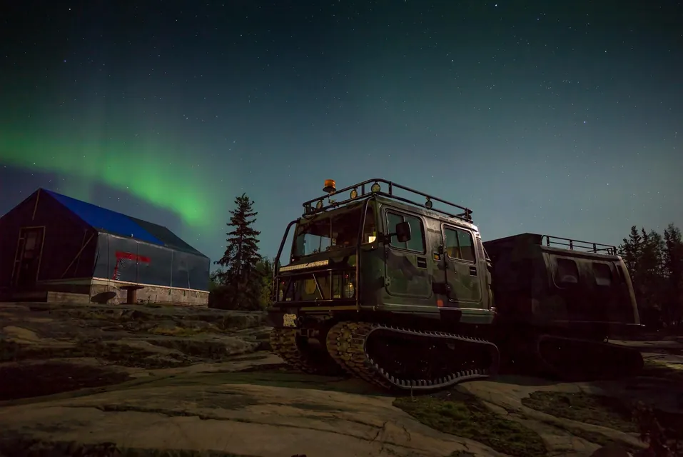 A View of the Aurora Borealis at Night