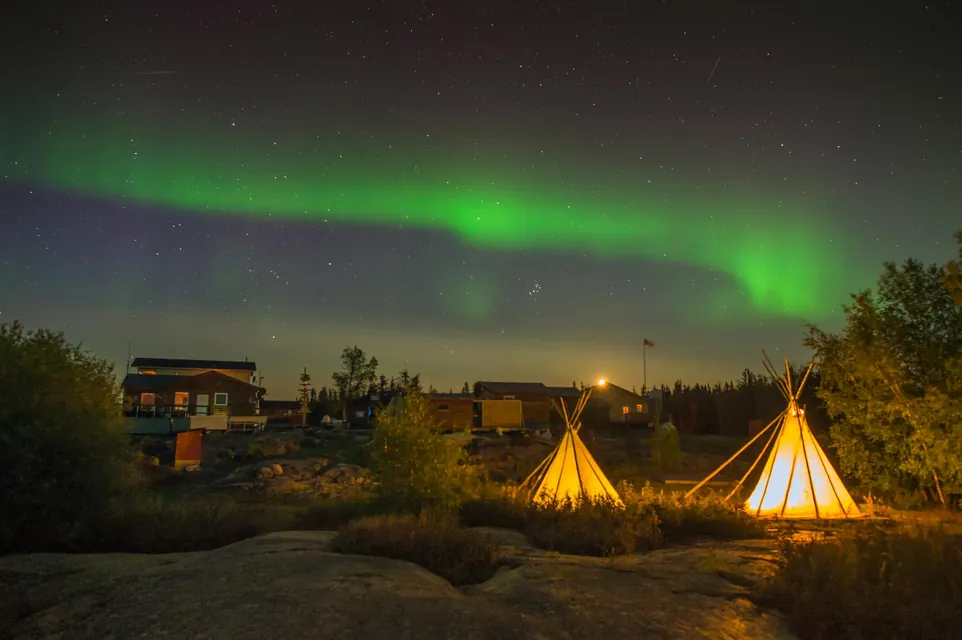 A View of the Aurora Borealis at Night