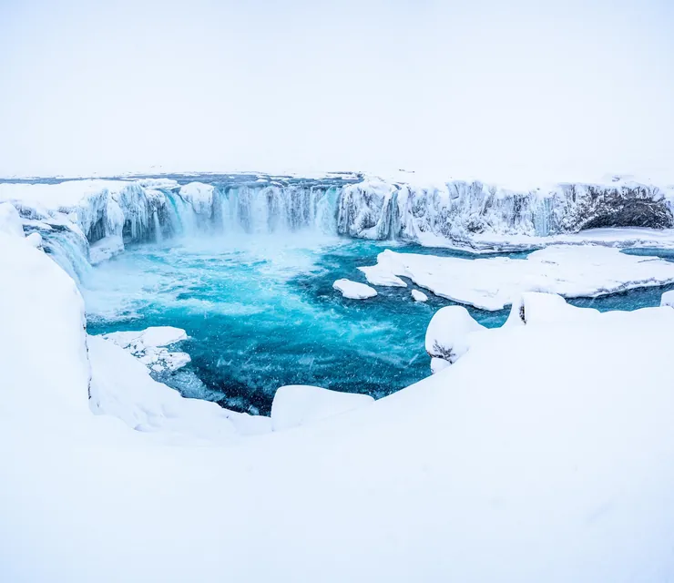 Waterfall in Winter in Iceland