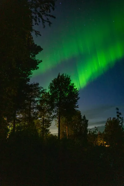 Green Aurora Borealis at Night