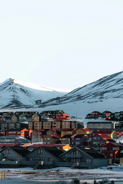 Town on a Hillside in Winter