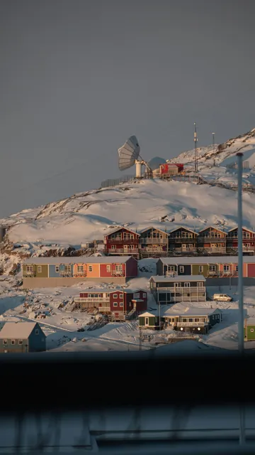 Soft morning light over Qaqortoq on a crisp February day
