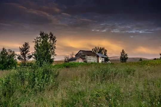 An old wooden shed on the road from Kiruna to Nikkaluokta in Lapland